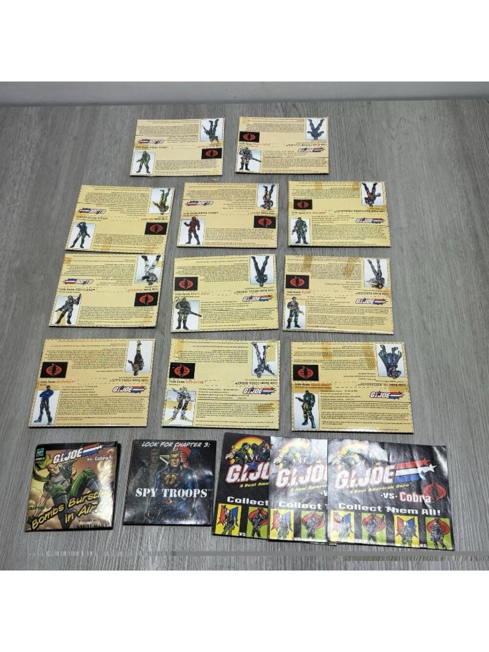 11 G.I. Joe File Card Lot w/ Inserts Cobra Viper Mirage Moray Wet-Suit B.A.T. +